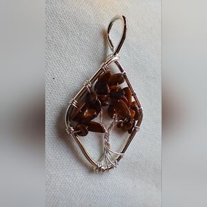 Red zircon hand wrapped crystal necklace pendant metaphysical gift alternative